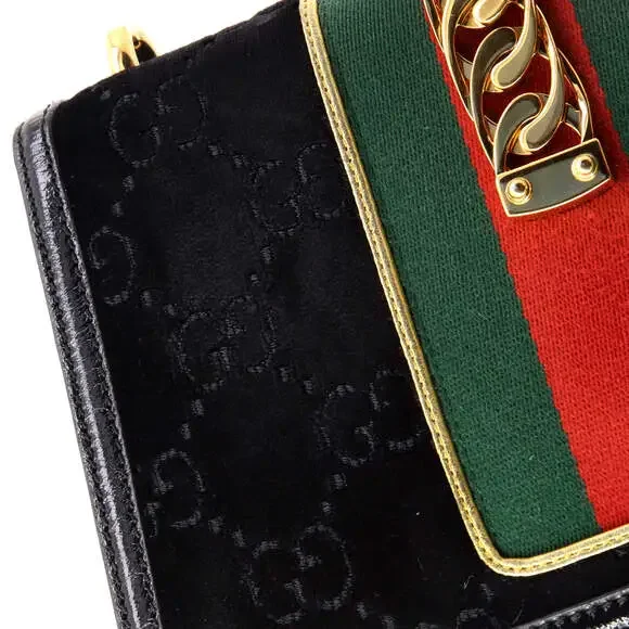Gucci Sylvie Shoulder Bag Gg Velvet #200627G11B - Picture 7 of 9